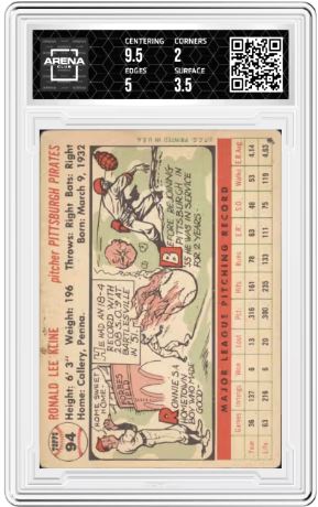 1956 Topps Ron Kline #94 Baseball Arena Club 2.5