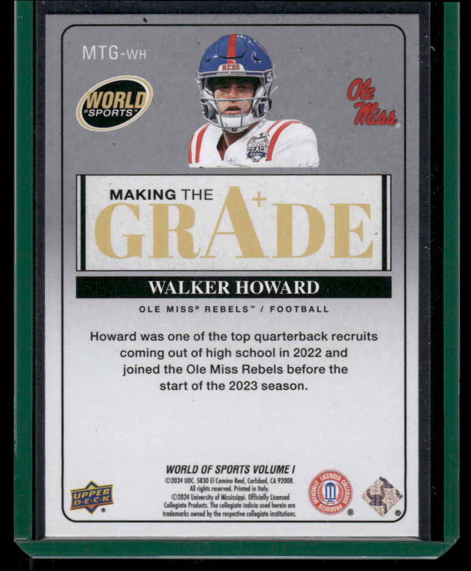 2025 Upper Deck World of Sports Walker Howard #MTG-WH Making the Grade Football