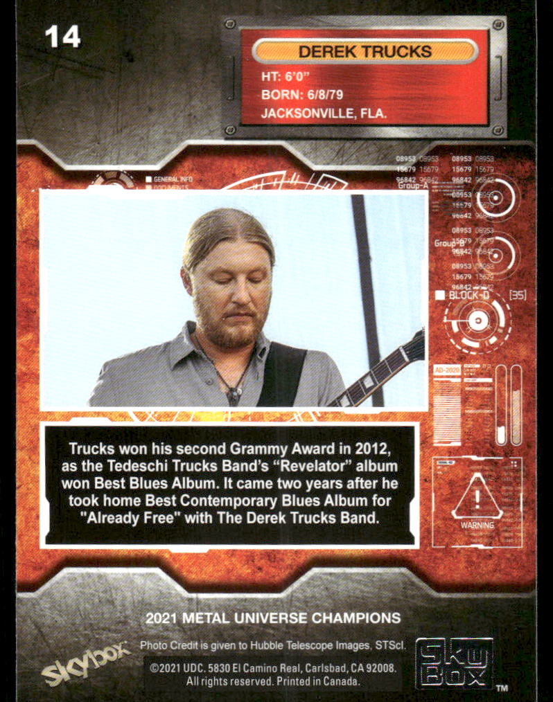 2021 Skybox Metal Universe Champions Derek Trucks #14