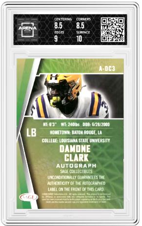 2022 Sage High Series Damone Clark #A-DC3 Auto Red Football AC 9/10