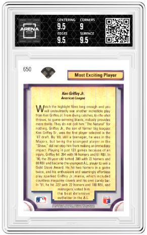1992 Upper Deck Ken Griffey Jr #650 Baseball Arena Club 9.5