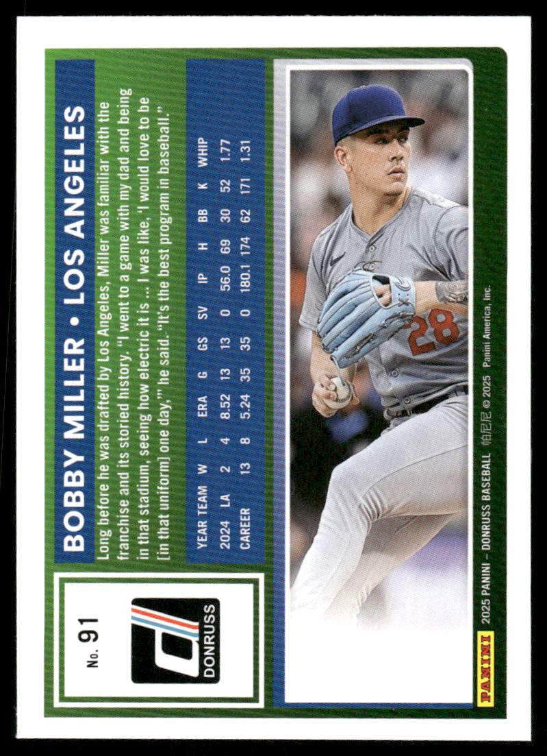 2025 Donruss Bobby Miller #91 Baseball