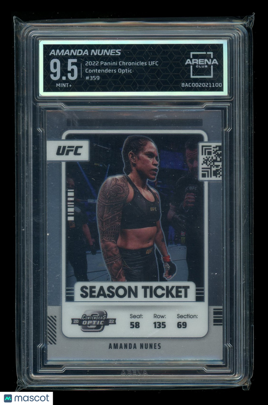 2022 Chronicles UFC Contenders Optic Amanda Nunes 359 Season Ticket AC 9.5