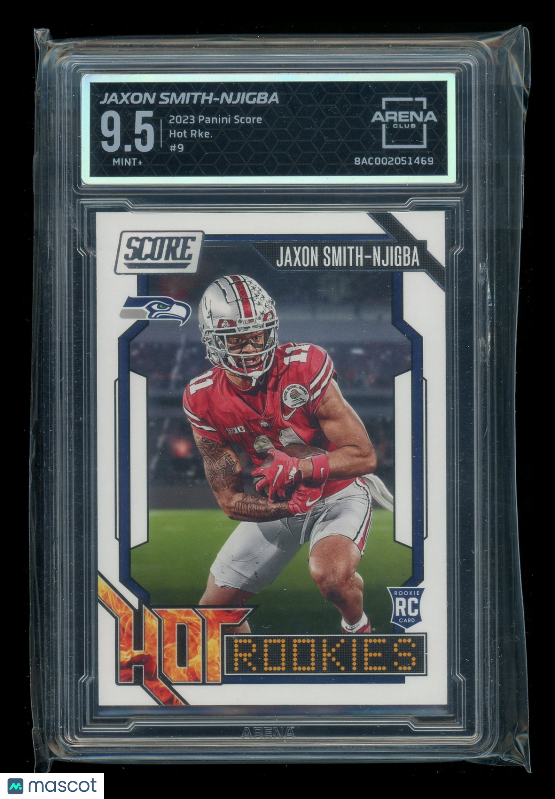 2023 Panini Score Hot Rookies Jaxon Smith-Njigba #9 RC Football Arena Club 9.5