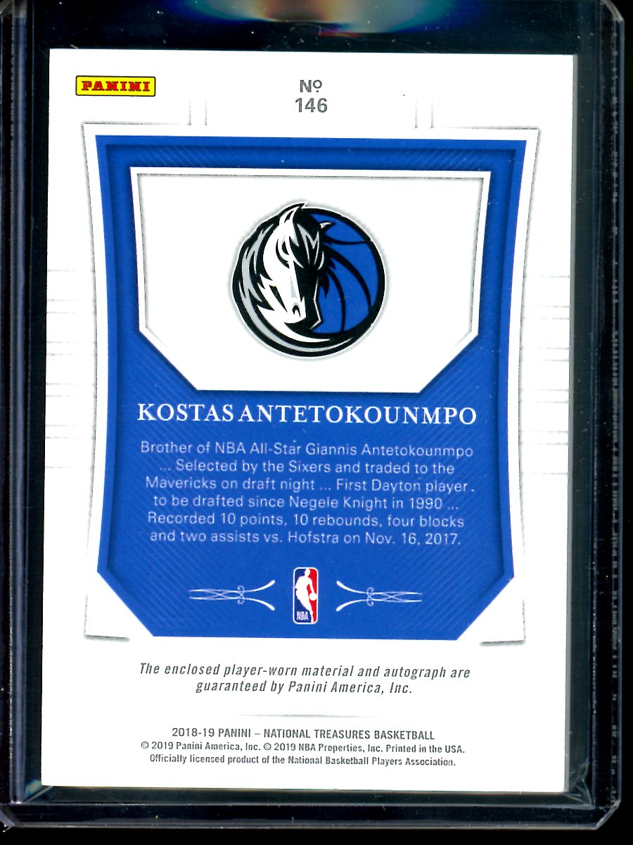 2018-19 Panini National Treasures Kostas Antetokounmpo #146 27/99 RC Basketball