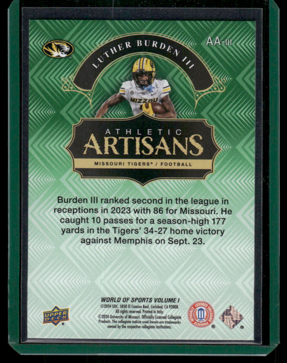 2025 Upper Deck World of Sports Luther Burden III #AA-LB Artisans Green Football
