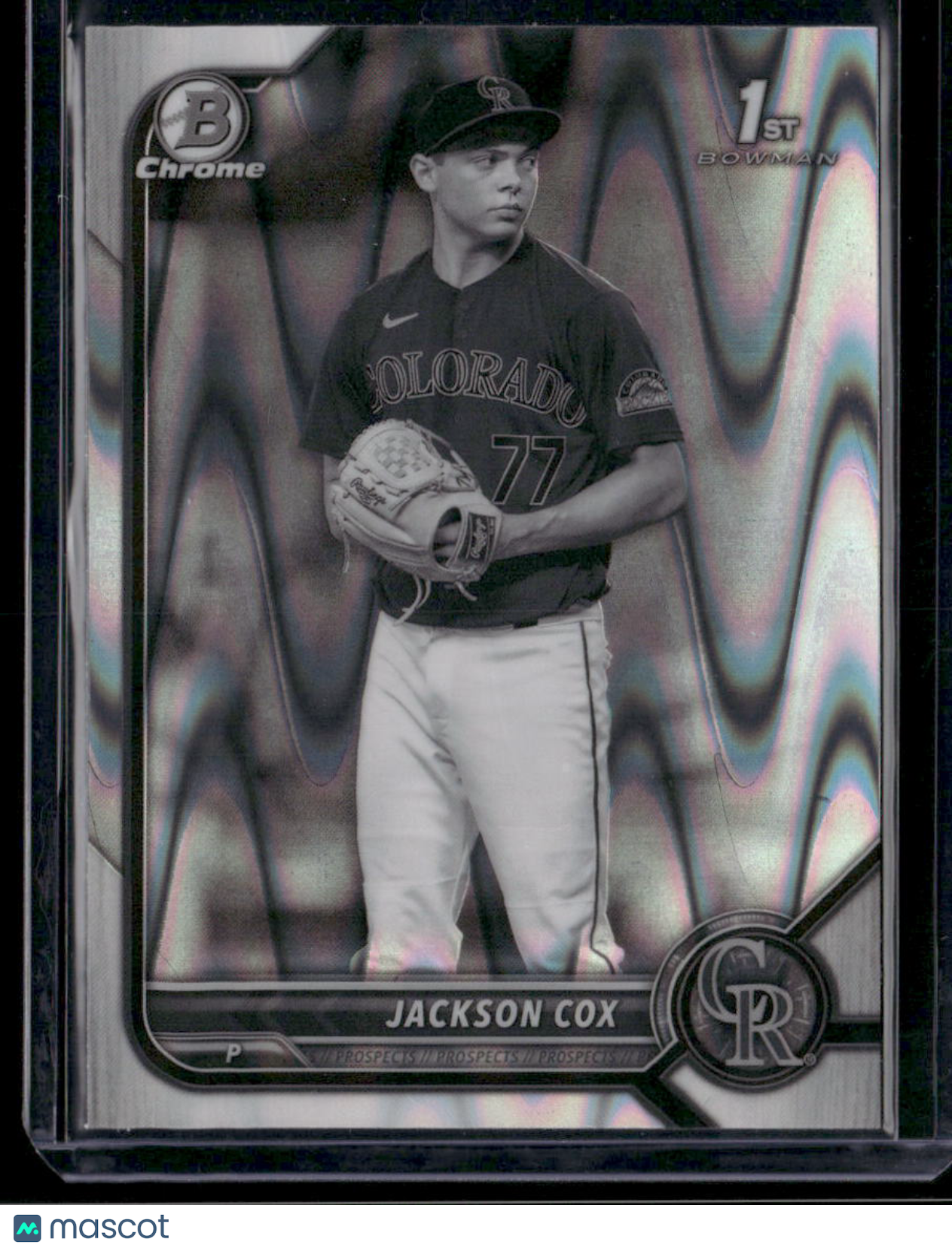 2022 Topps Bowman Draft Chrome Jackson Cox #BDC-174 Black & White WaveRay 1st