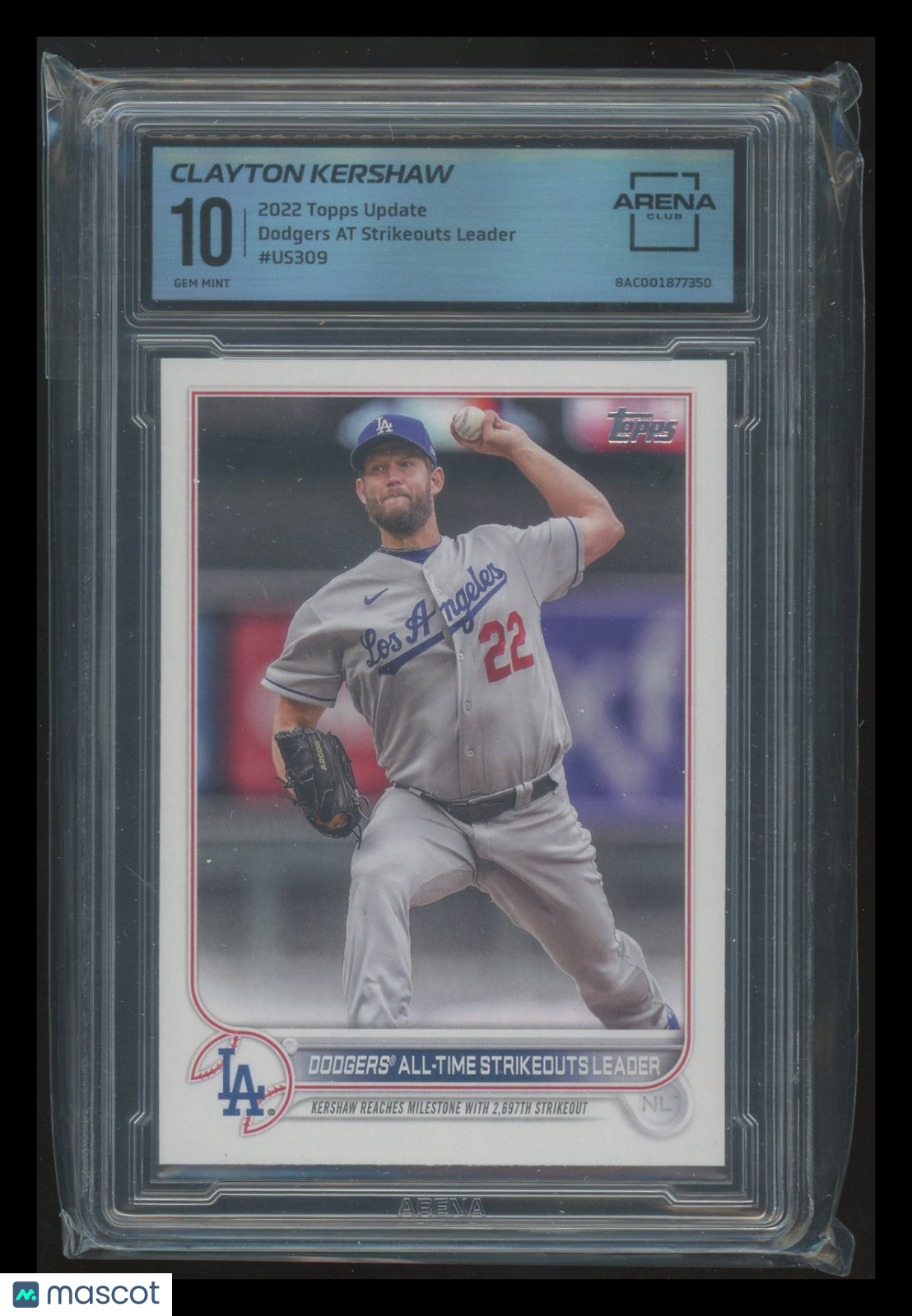 2022 Topps Update Clayton Kershaw #US309 Baseball Arena Club 10