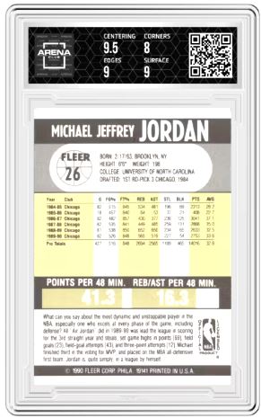 1990-91 Fleer Michael Jordan #26 Basketball Arena Club 8.5