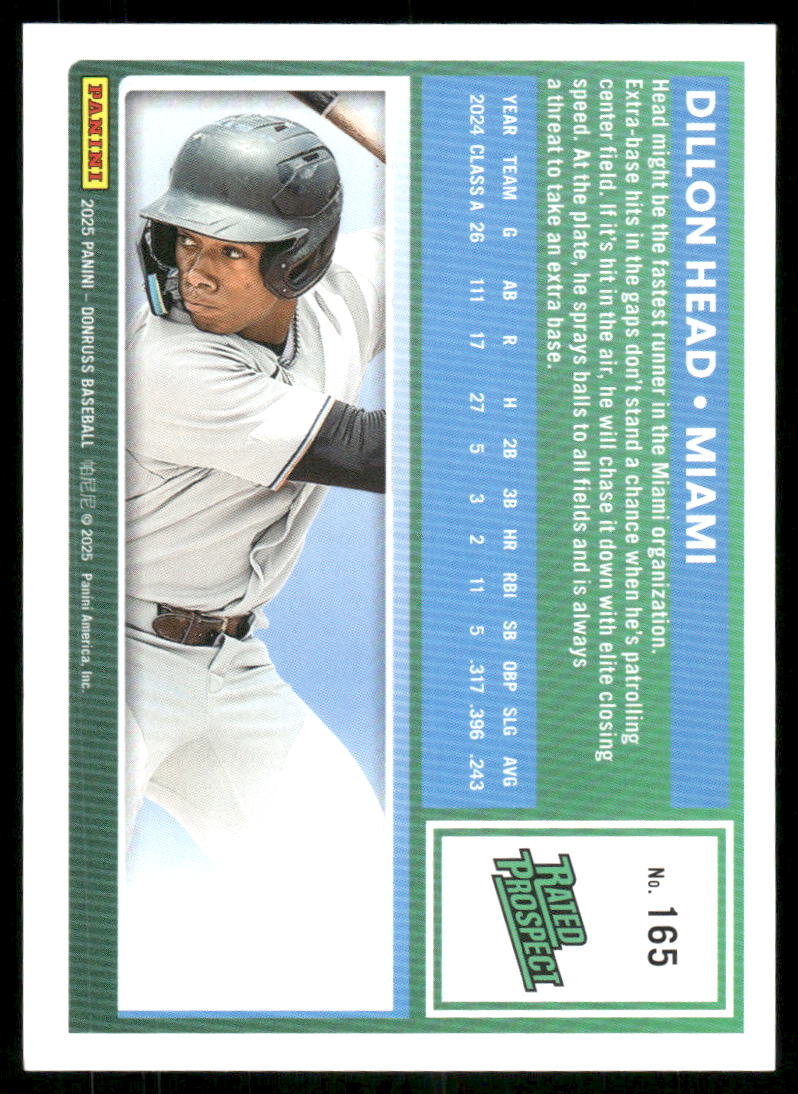 2025 Donruss Dillon Head #165 Rated Prospect Baseball