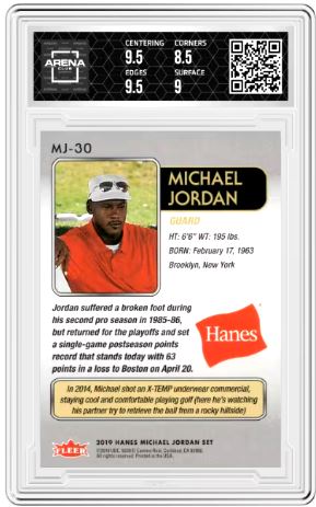2018-19 Fleer Hanes MJ Michael Jordan #MJ-30 Red Basketball Arena Club 9