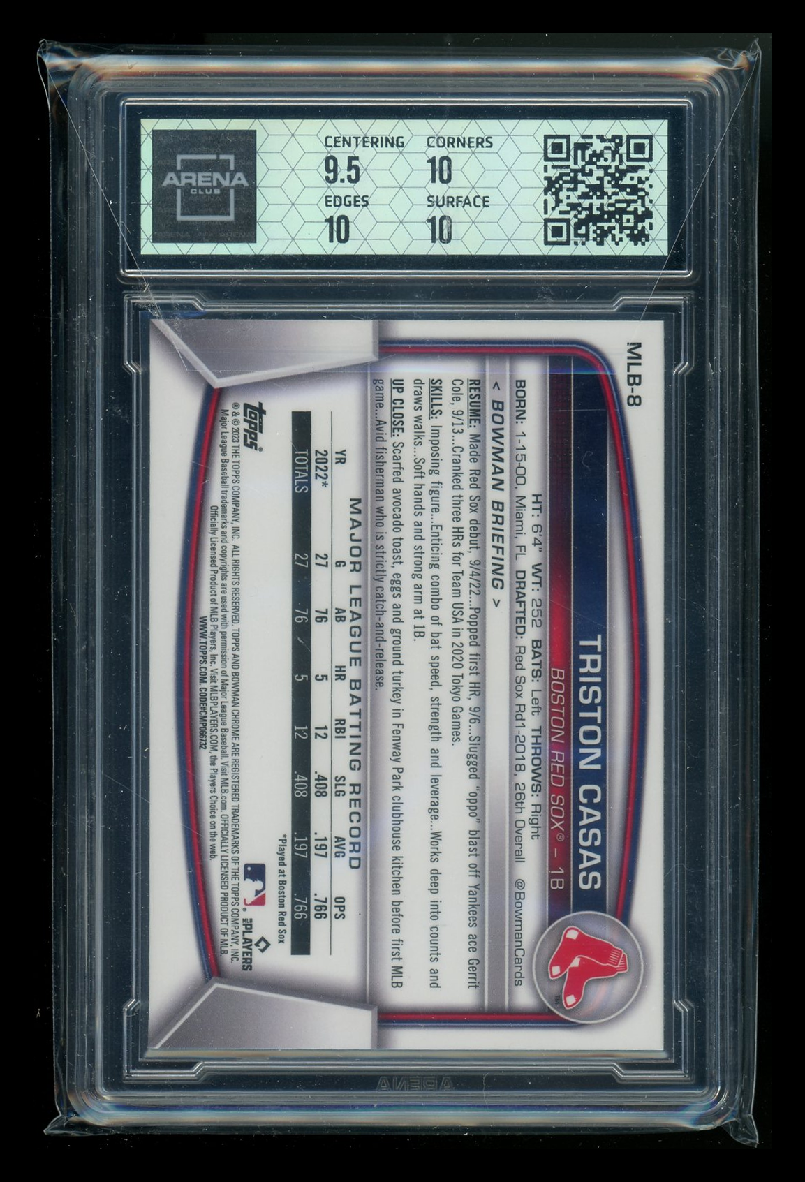 2023 Topps Bowman Chrome Triston Casas #MLB-8 National VIP RC Arena Club 10