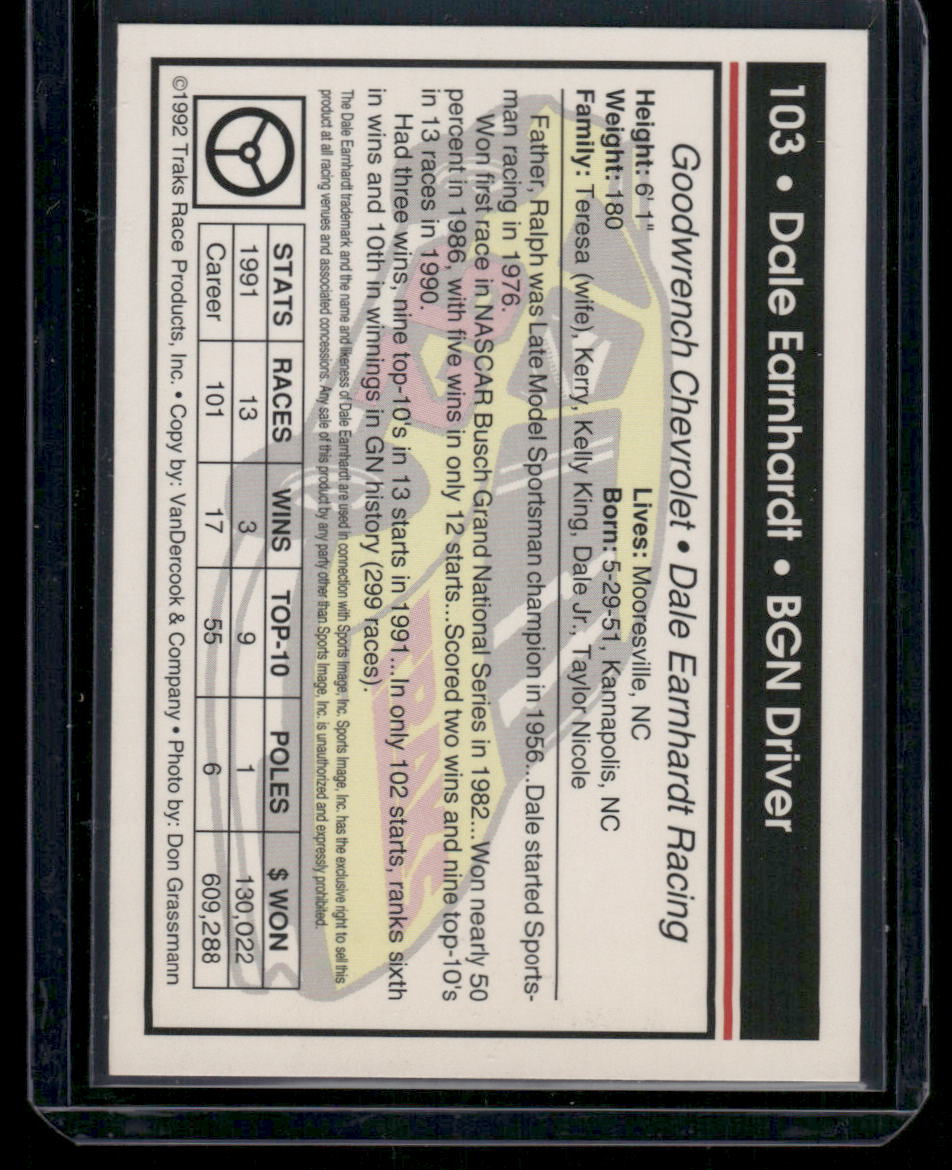1992 Traks Dale Earnhardt #103 Auto Racing