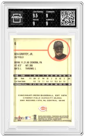 2002 Fleer Authentix Ken Griffey Jr #6 Baseball Arena Club 9