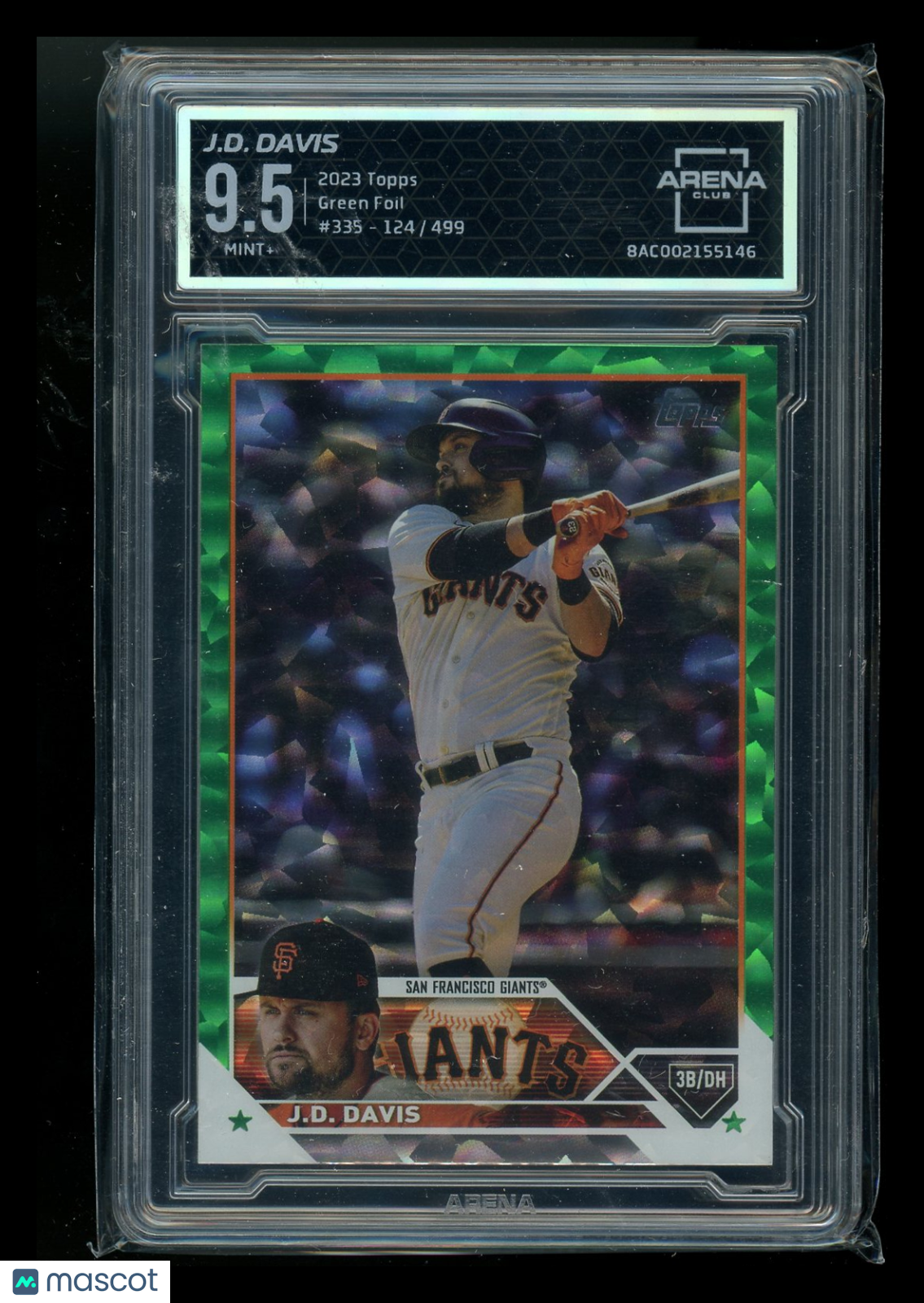 2023 Topps Green Foil J.D. Davis #335 124/499 Baseball Arena Club 9.5