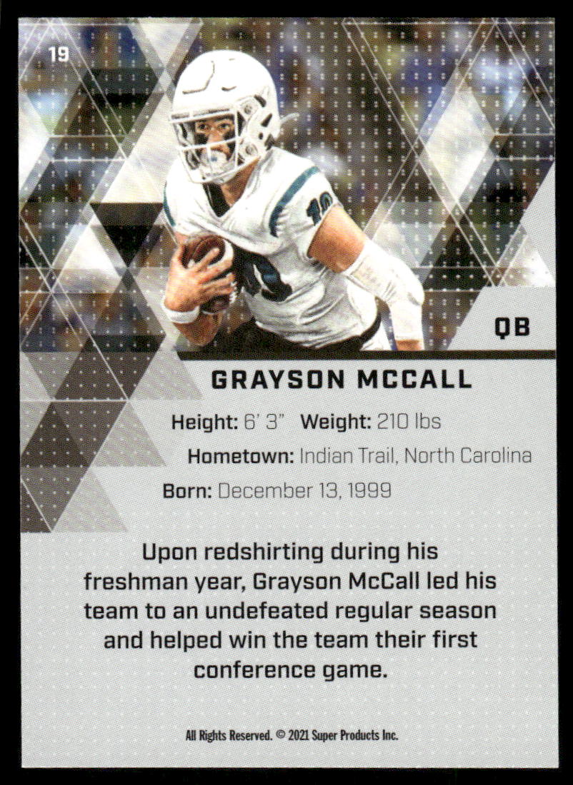 2021 Super Glow Grayson McCall #19 Football