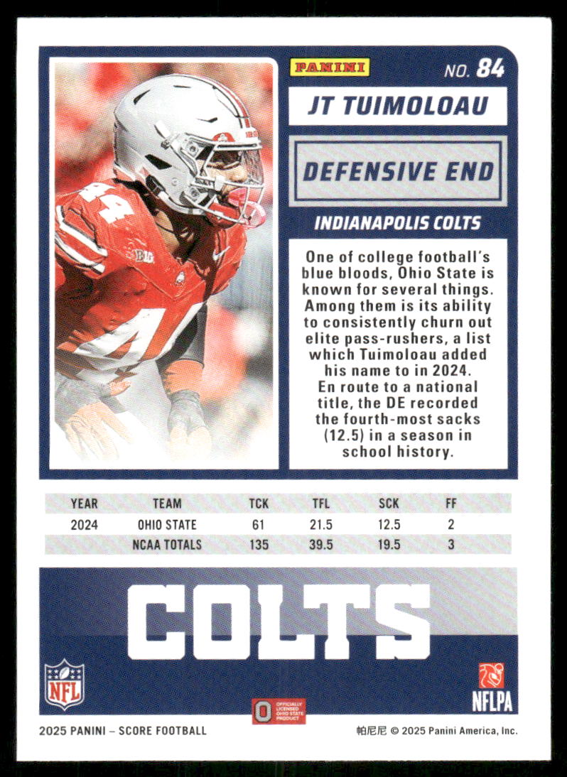 2025 Score A Treat JT Tuimoloau #84 RC Football