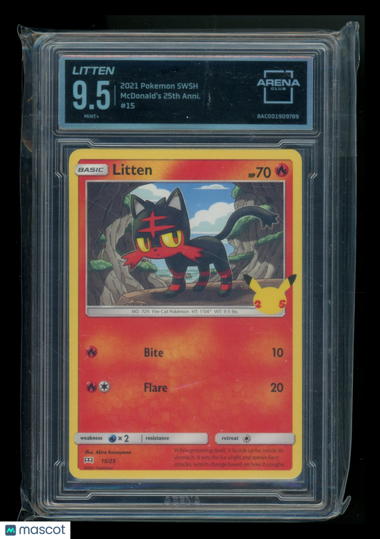 Litten #15/25 Arena Club 9.5 2021 Pokemon SWSH McDonald's 25th Anniversary