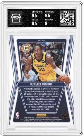 2022-23 Panini Chronicles Bennedict Mathurin #265 Marquee Arena Club 9.5