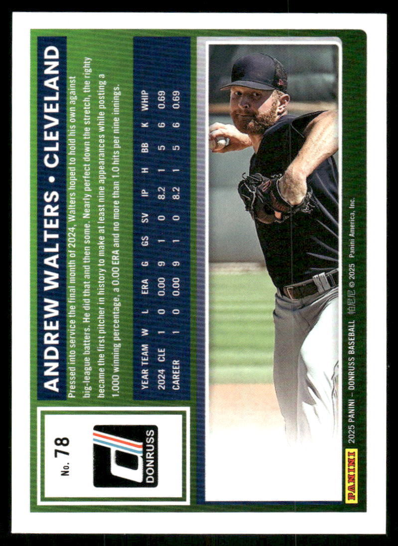 2025 Donruss Rated Rookie Andrew Walters #78 Baseball