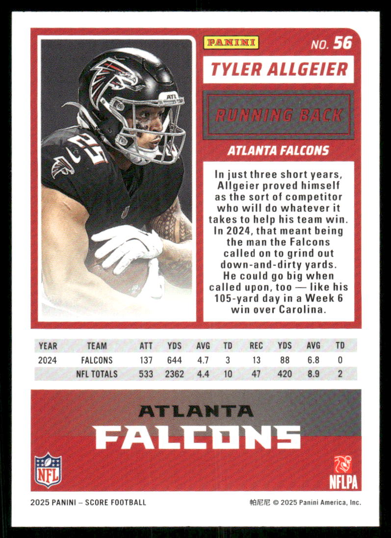 2025 Score A Treat Tyler Allgeier #56 Football