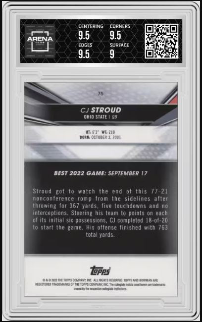 2022-23 Bowman's Best University CJ Stroud #75 Football AC 9.5