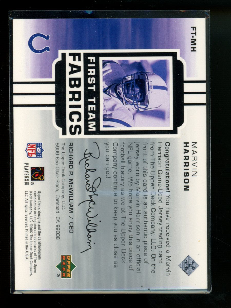 2002 Upper Deck First Team Fabrics Marvin Harrison #FT-MH Game Used Jersey