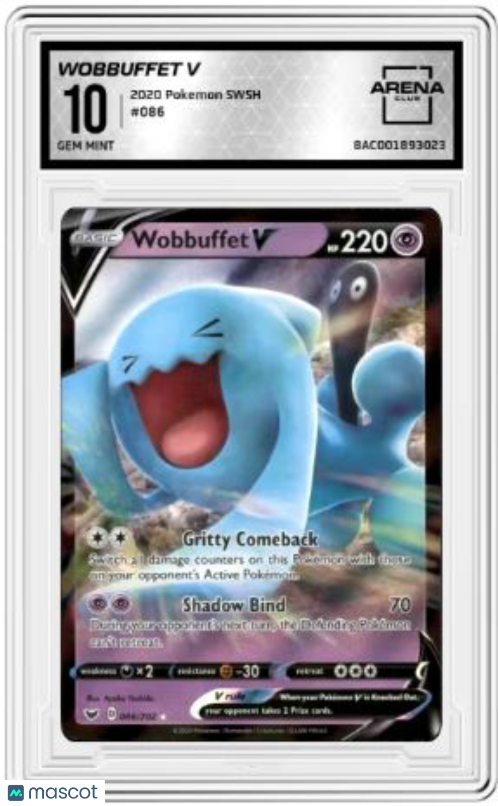 2020 Pokemon SWSH Wobbuffet V #086/202 Arena Club 10 Pokemon