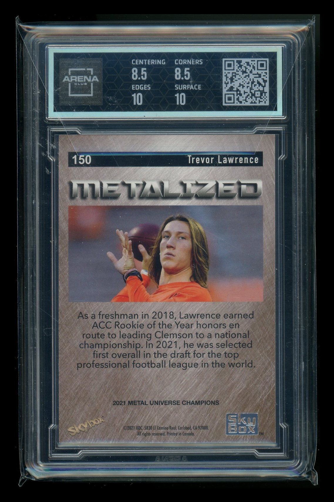 2021 Skybox Metal Universe Metalized Rookies Trevor Lawrence #150 Arena Club 9