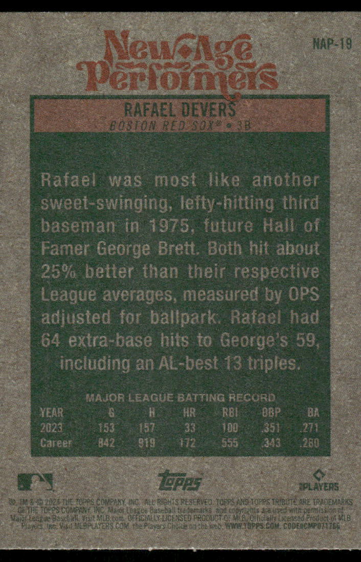 2024 Topps Heritage Rafael Devers #NAP-19 New Age Performers Baseball