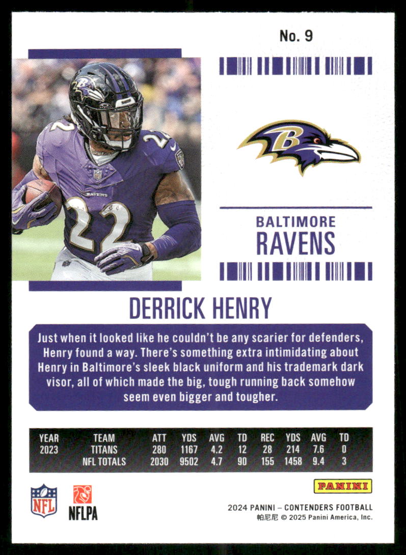2025 Panini Contenders Football Derrick Henry #9 Red Football