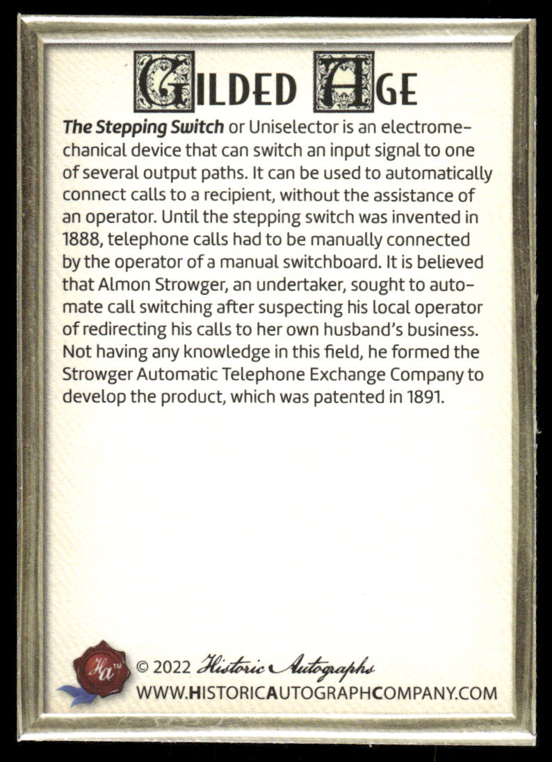 2022 Historic Autographs Gilded Age Stepping Switch #153