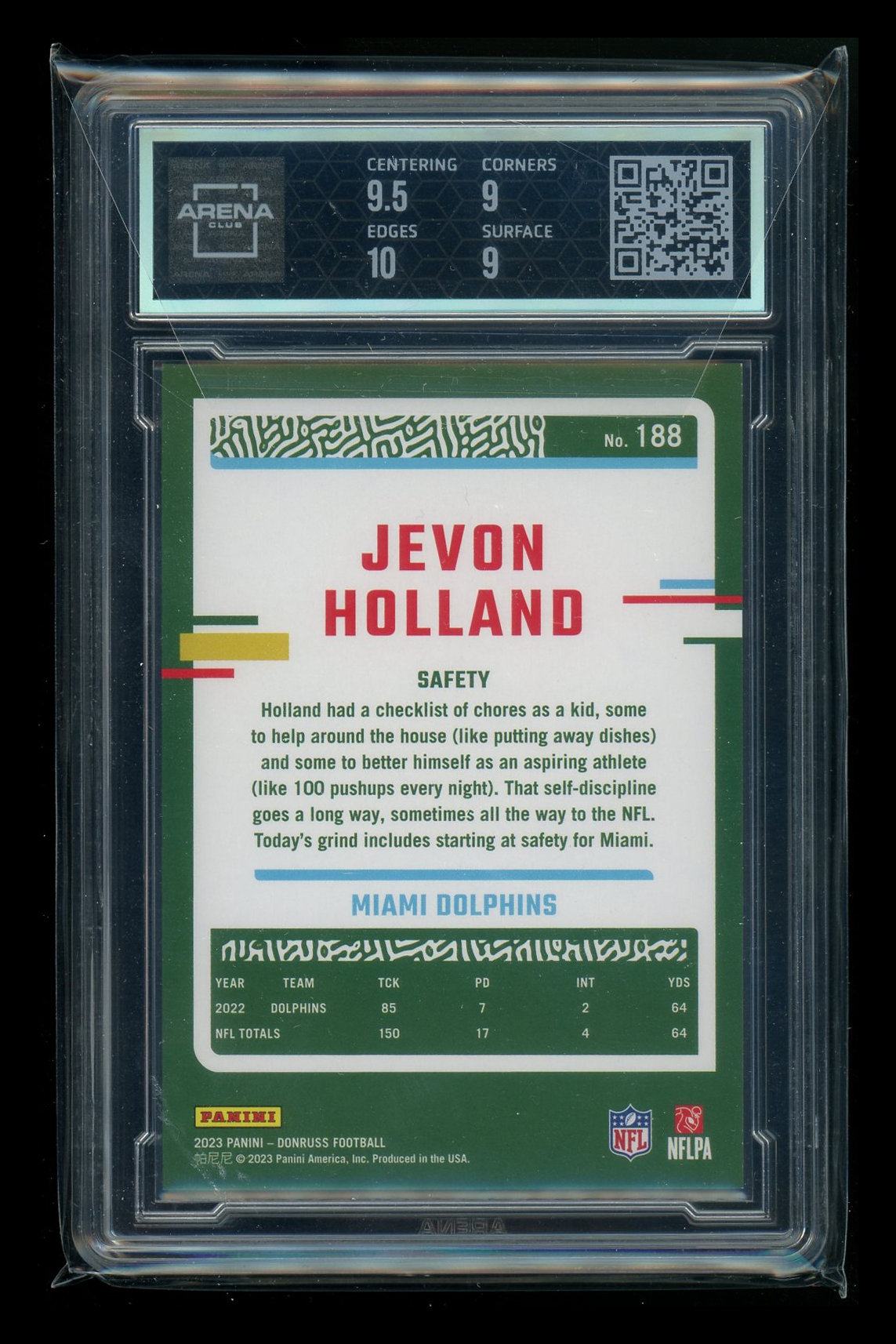 2023 Panini Donruss Press Proof Gold Jevon Holland #188 49/50 AC 9.5