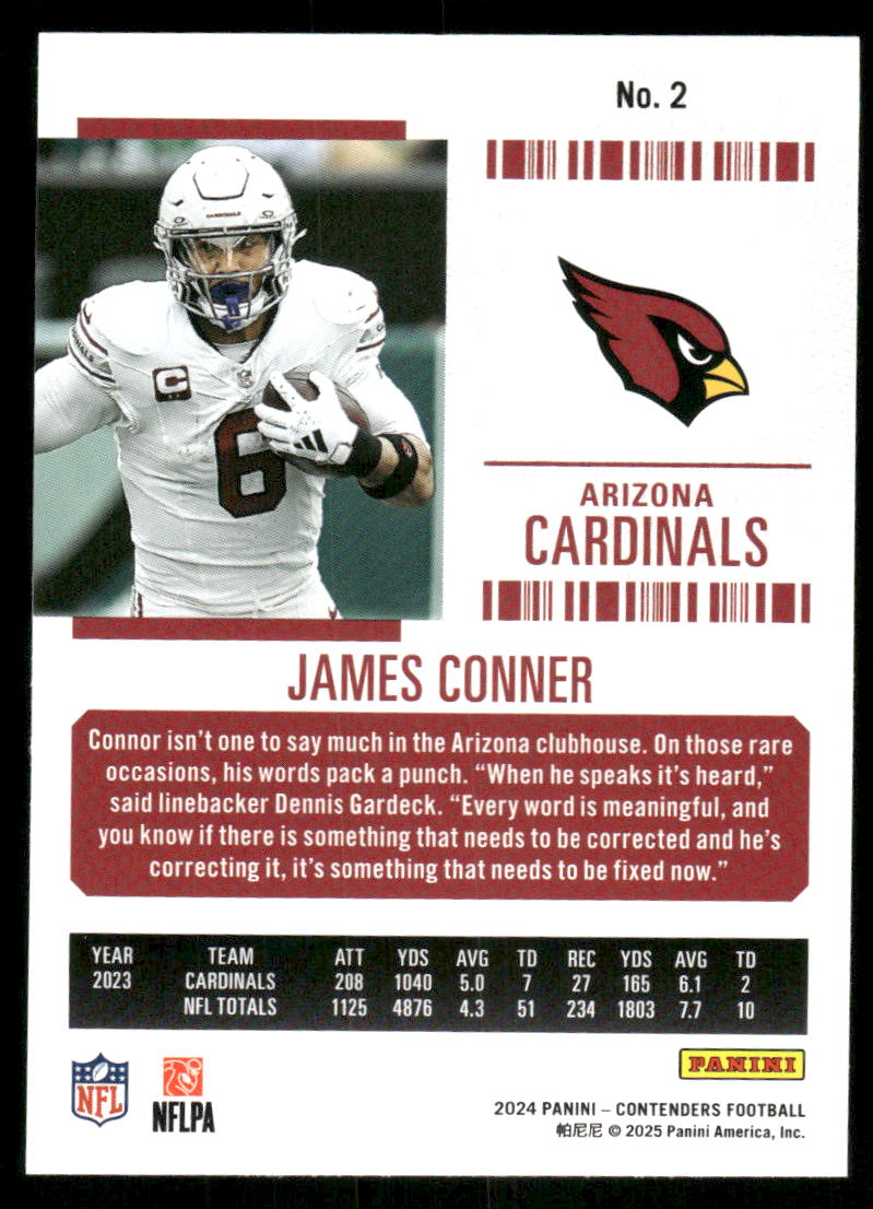 2024 Panini Contenders Football James Conner #2 Football