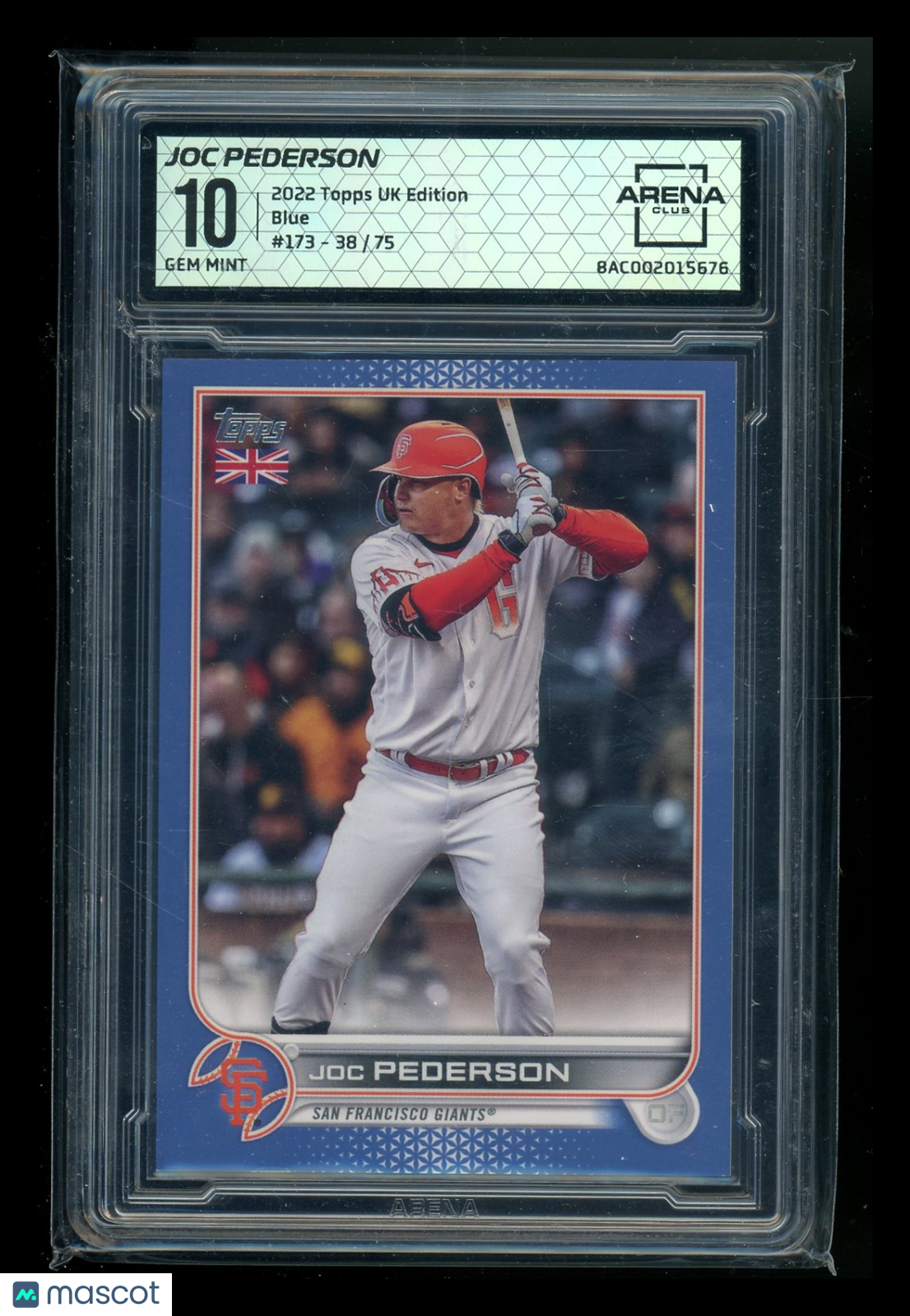 2022 Topps UK Edition Blue Joc Pederson #173 38/75 Baseball Arena Club 10