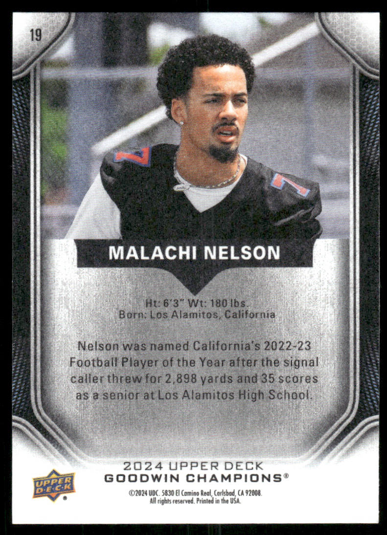 2024 Upper Deck Goodwin Champions Malachi Nelson #19 Football