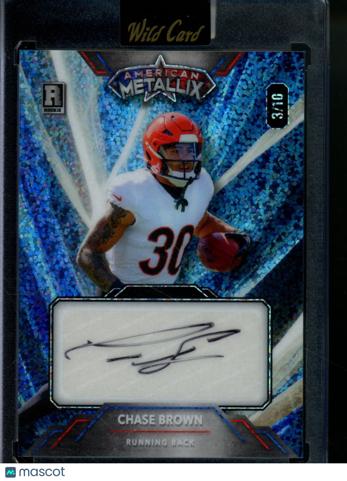 2023 Wild Card American MetalLix Chase Brown #WML-CBA Blue Foil 3/10 Autograph