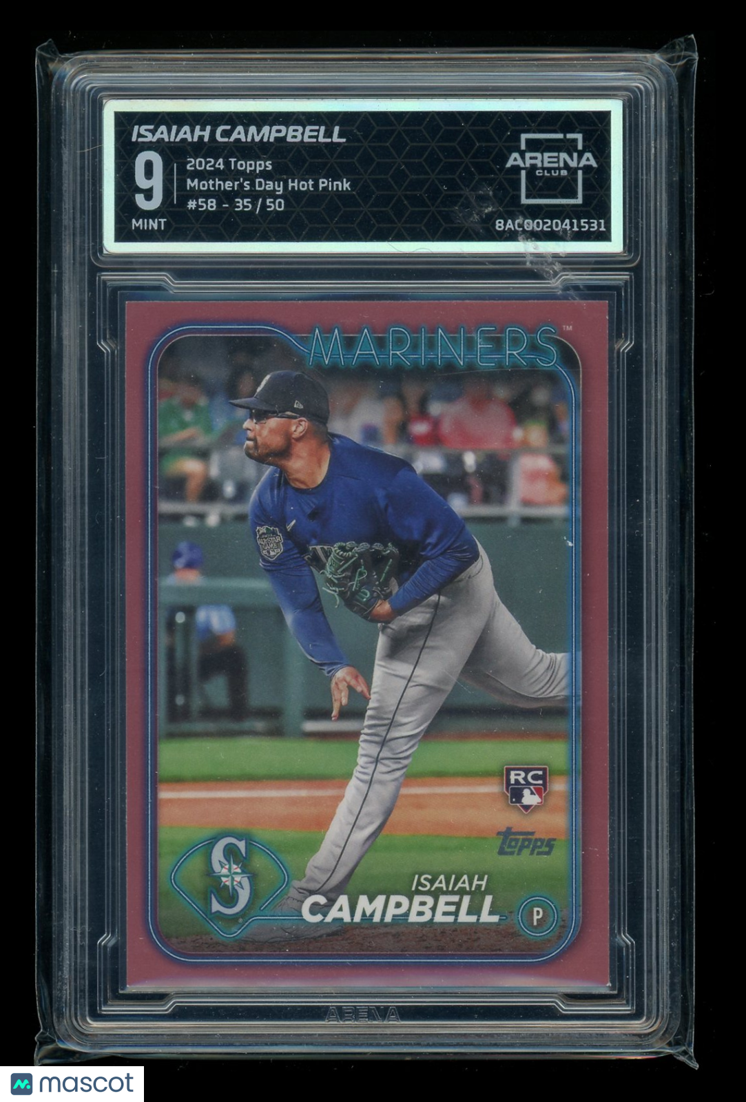 2024 Topps Mother's Day Hot Pink Isaiah Campbell #58 35/50 RC Arena Club 9