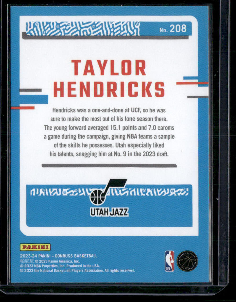 2023 Panini Donruss Basketball Taylor Hendricks #208 Rated Rookie Basketball