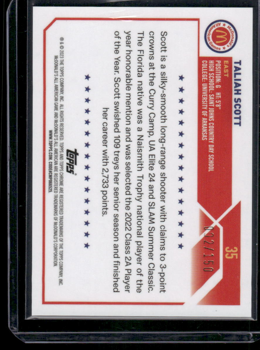 2023 Topps Chrome McDonald's All American Taliah Scott #35 Purple 002/150