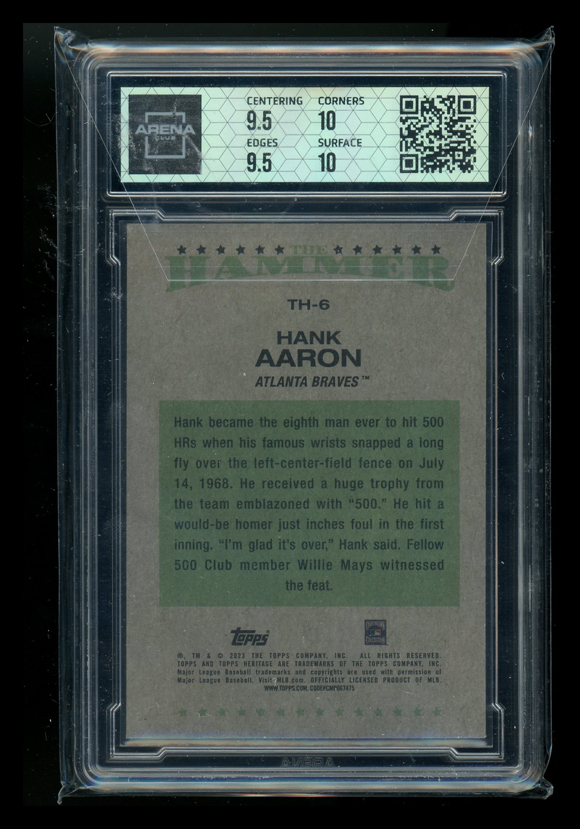 2023 Topps Heritage The Hammer Hank Aaron #TH-6 Baseball Arena Club 10