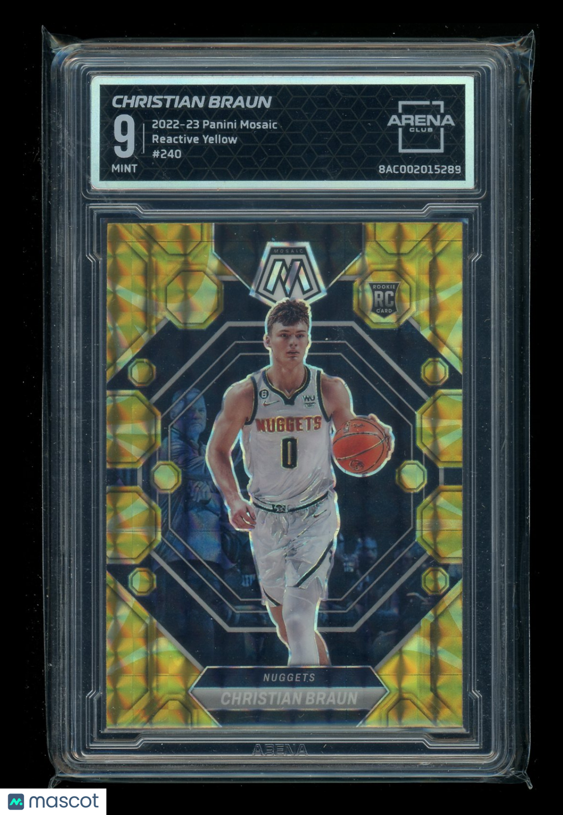 2022-23 Panini Mosaic Reactive Yellow Christian Braun #240 RC Arena Club 9