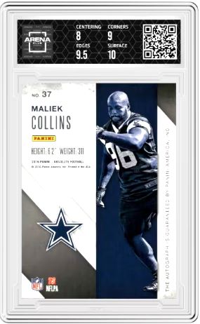 2016 Panini Absolute Maliek Collins #37 Rook Ink Silver Football AC 8.5/10