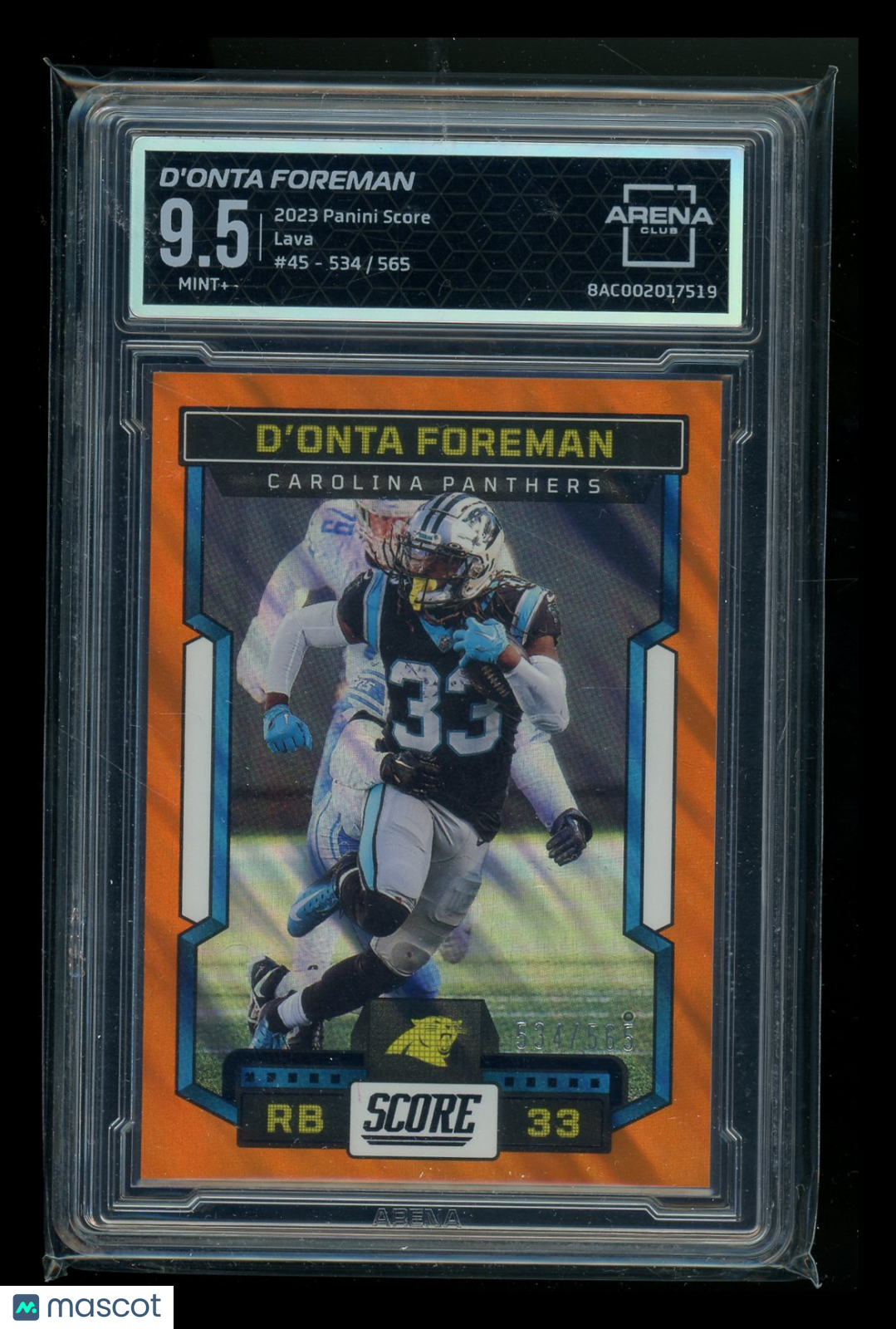2023 Panini Score Lava D'Onta Foreman #45 534/565 Football Arena Club 9.5