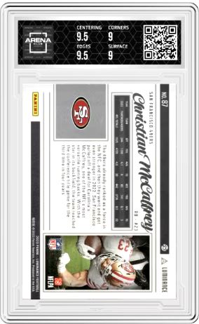 2023 Panini Luminance Christian McCaffrey #87 Football Arena Club 9.5