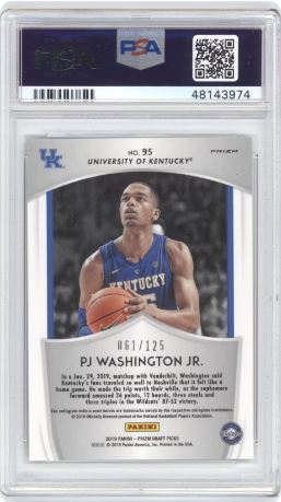 2019 Panini Prizm Draft Picks PJ Washington JR. #95 Neon Green /125 PSA 10