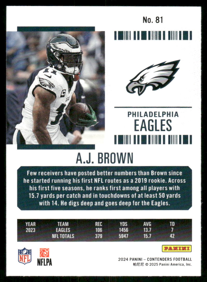 2024 Panini Contenders Football A.J. Brown #81 Red Football