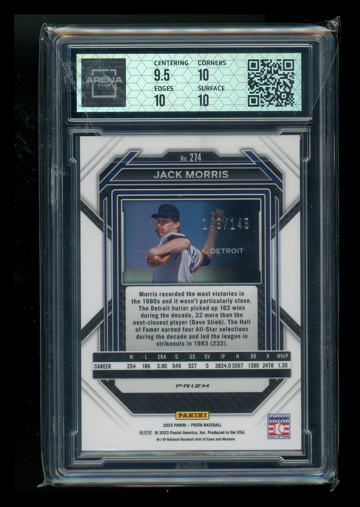 2023 Panini Prizm Blue Prizm Jack Morris #274 149/149 Baseball Arena Club 10