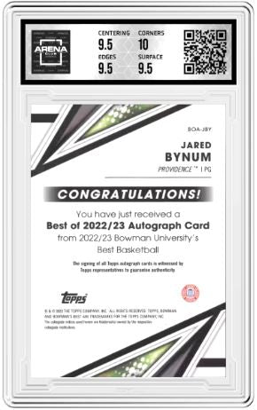 2022-23 Bowman University Best Jared Bynum #BOA-JBY Best of 22-23 Auto AC 10