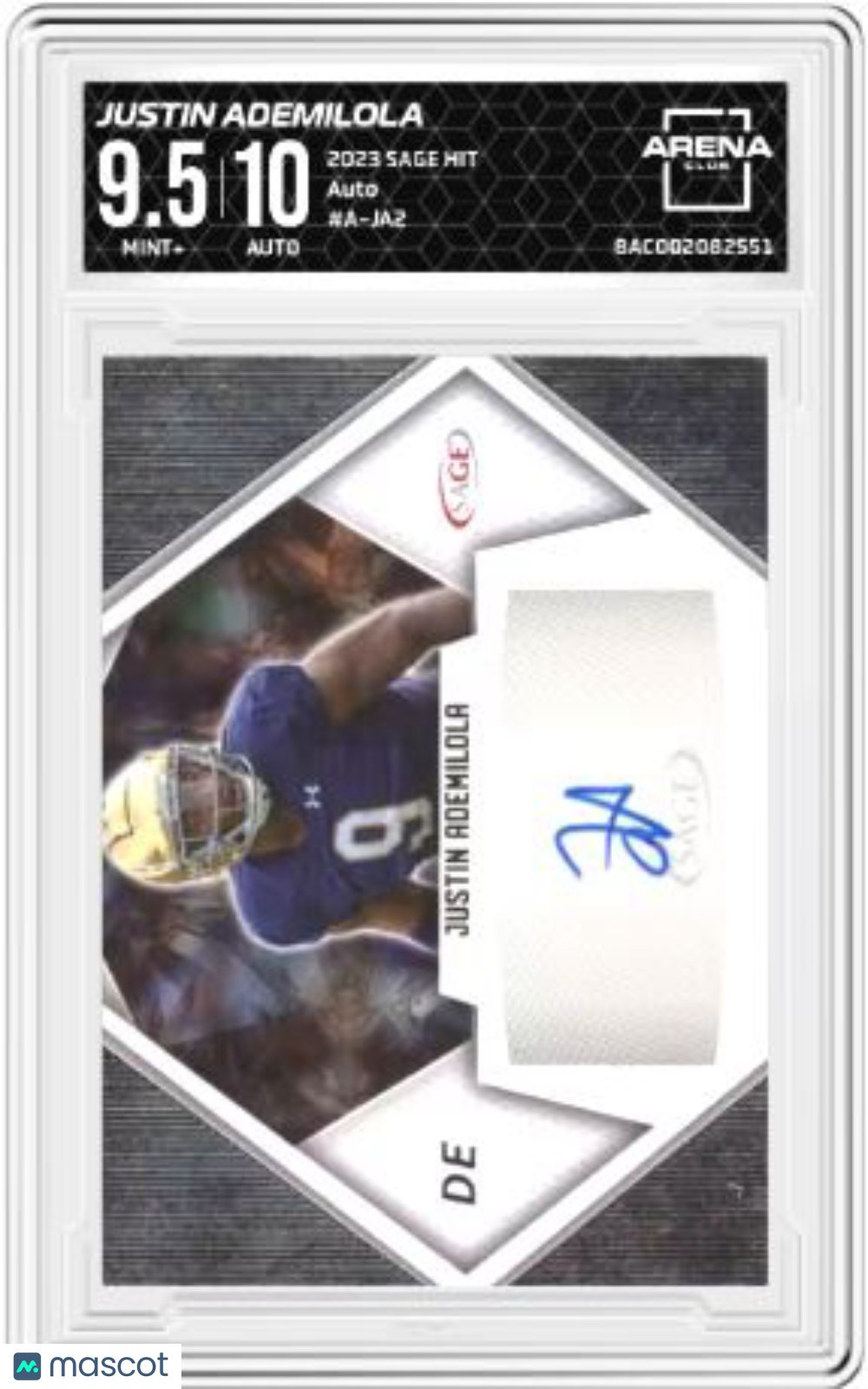 2023 SAGE Hit Justin Ademilola #A-JA2 Auto Football AC 9.5 Auto 10